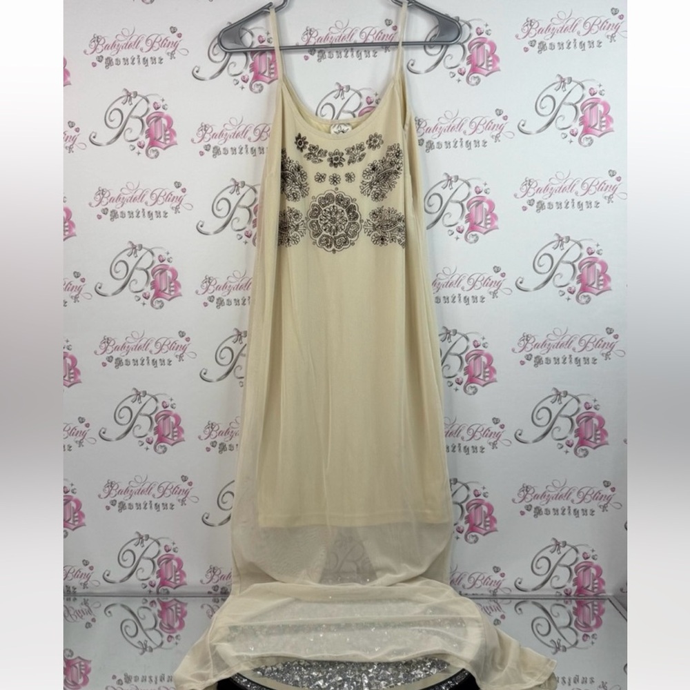 Powerline dress long maxi Cream Sleeveless Dress flower brown Floral Pattern